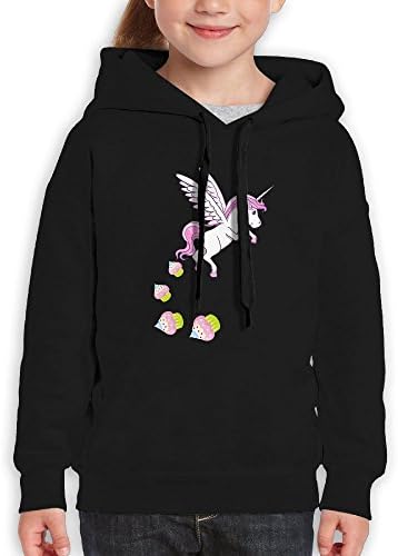 YUTaf Wings Dessert Unicorn Rinbow Gift Girls Boys Teens Cotton Long Sleeve Cute Sweatshirt Hoodie Unisex