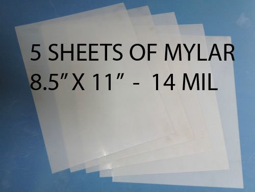 Heavy Duty 14mil Mylar Stencil Sheets - .014" Thick Polyester Sheet 8.5" x 11" (5-PACK)