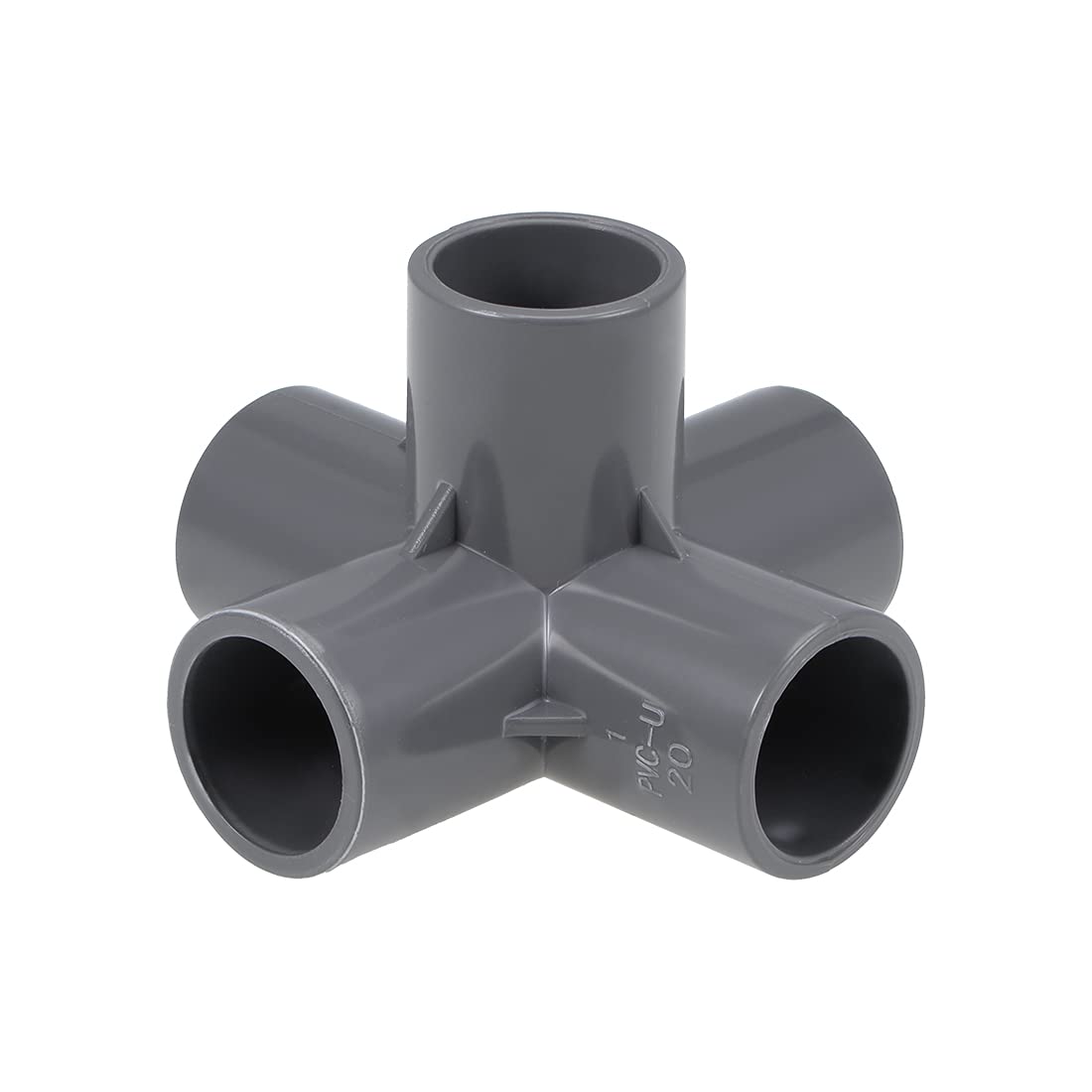 sourcing map 5-Way Elbow PVC Pipe Fitting Furniture Grade 20mm Size Tee Corner Fittings Gray 2Pcs