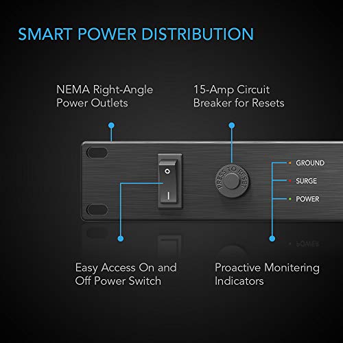 image for AC Infinity TESLACORE A1, Rackmount PDU with Surge Protector, 15A Circ