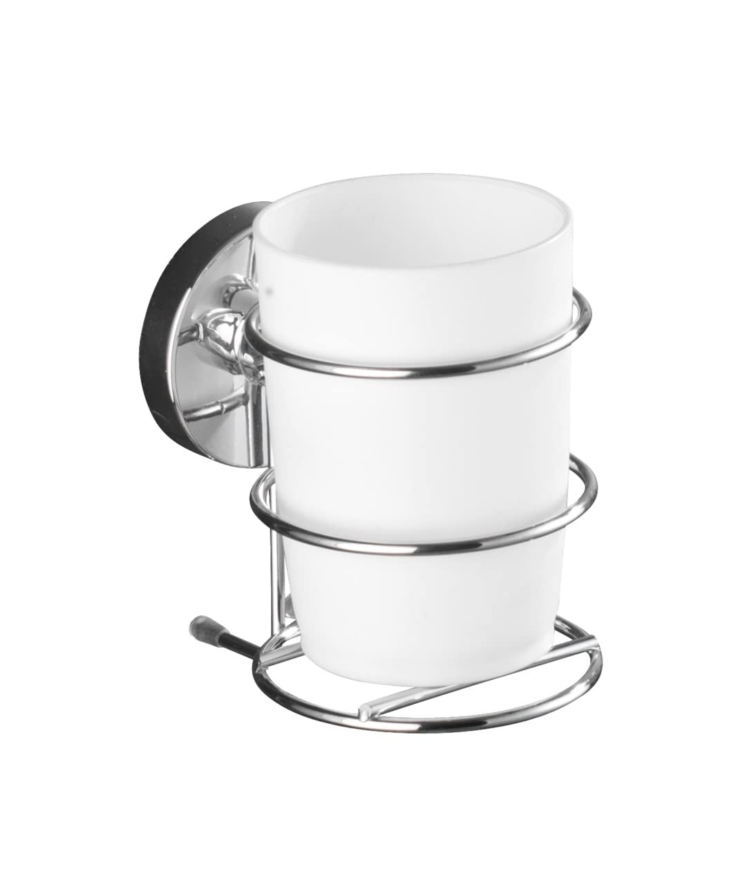 WENKO 20880100 Vacuum-Loc wall toothbrush tumbler Milazzo - fixing without drilling, Metal - Steel, 7.5 x 11.5 x 9.5 cm, Chrome