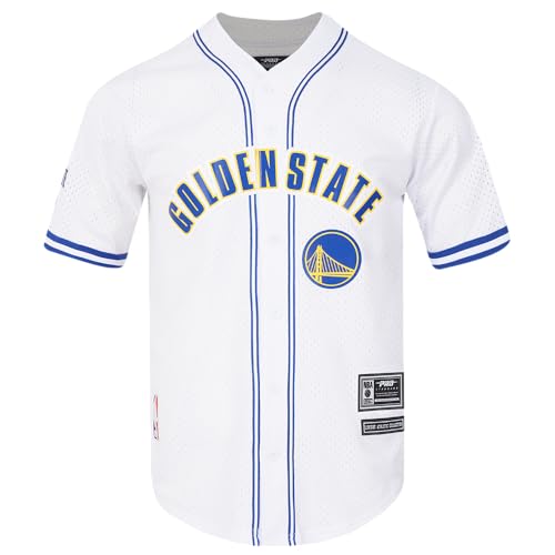 Pro Standard Mens NBA Golden State Warriors Mesh Button Down Mesh Top White/Royal Blue L