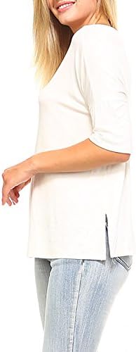 Oversized Round Neck Short Sleeve Top With Side Slit Womens T Shirt Fashion Top Large Soft White