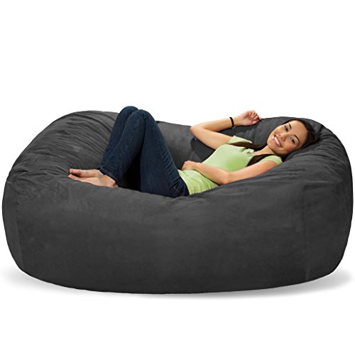 Comfy Sacks 6 ft Lounger Memory Foam Bean Bag Chair, Charcoal Micro Suede