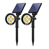 Nekteck Solar Lights Outdoor, 2-in-1 Solar Spotlights Powered 4 LED Adjustable Wall Light Landscape Lighting, Bright and Dark Sensing, Auto On/Off for Yard, Pathway, Walkway, Garden, Driveway, 2 Pack
