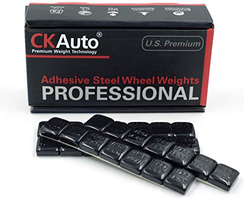 CKAuto 1/2oz, 0.5oz, Black, Adhesive Stick on Wheel Weights, GM, Ford, Chrysler, 63oz/Box, US Quality, (126pcs) ...