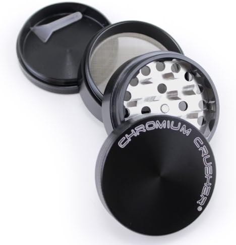 Chromium Crusher 2.2 Inch 4 Piece Tobacco Spice Herb Grinder - Pick Your Grinder (C. Black Aluminum)