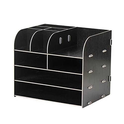 Office Supplies Desktop Organizer File Tray Wooden Pen Holder Sorter Storage Books Container Makeups Box Magazines Racks Counter Accessories Remote Controls Case Home School Student Workspace
