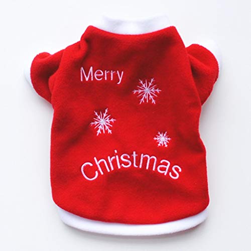 Chezaa Pet Clothes Christmas Santa Dog Costume Apparel Outfits Vest Pullover Jackets Snowflake Print Plush for Puppy Medium Large Dogs Cats New Year Clothing