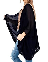 PINKMILLY Kimono de gasa de manga 3 4 para mujer