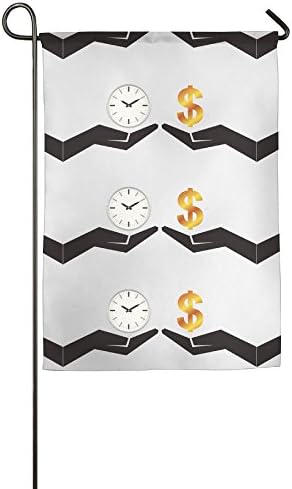 HKLOVP Fashion Custom Garden Flag Time Equals Money Garden Flag 12"x18"/18"x27" Outdoor Decor