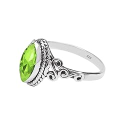 Peridot Stone Ring 925 Sterling Silver Statement