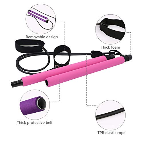 Portable Pilates Bar Kit with Resistance Band,Yoga Exercise Pilates Bar with Foot Loop Yoga Pilates Stick Total Body Workout Toning Bar for Yoga,Stretch,Twisting,Sit-Up Bar Resistance Band by Yoruii - Thumbnail 4