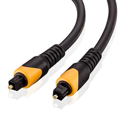 Digital Optical Audio Cable 3ft,Tan QY Digital Fiber Optical Cable Gold Plated for Home Theater, Sound Bar, TV, PS4, Xbox, VD/CD Player,Blu-ray Players,Game Console& More (3ft)