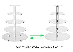 Jusalpha Large 5-Tier Acrylic Round Wedding Cake