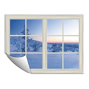 Wall Paper Small Wall Mural Snowscape Out of The Window Wall Art Removable Wall Decoration for Bedroom Living Room - 24x32 inches