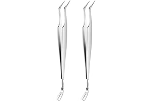 ccHuDE 2 Pcs Stainless Steel Tick Tweezers Dual Tipped Tick Remover Tool First Aid Tweezers Tick Killer Tweezer for Human Dogs Cats