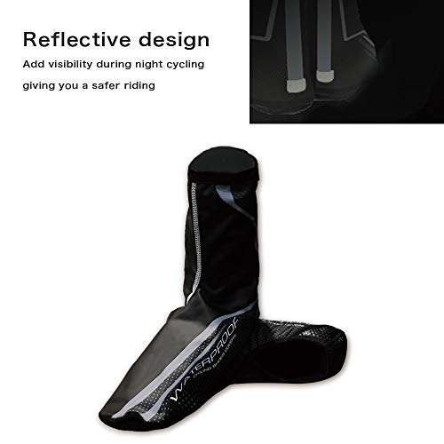 Cycling Shoe Covers Road Bike Shoes Toe Cover Zippered MTB Winter Cycling Shoes Covers for Outdoor Sports (Black, M) - Thumbnail 4