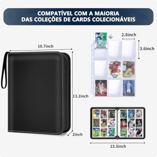 GODREAM Fichario para 900 Cartas, Album para Cartas com Ziper, Binder Cards com 9 Pocket e 50 Folhas Frente e Verso, Pasta para Cartas TGC, MTG, Presente Criativo para Menino e Menina