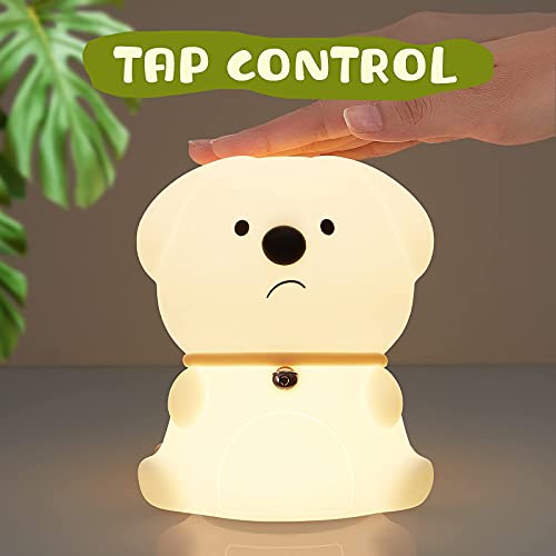 Cute Night Lights for Kids Room, Silicone Animal Lamp for Toddler Girls Boys Bedroom, Portable Touch Night Light, Christmas Gifts for Toddler, Baby Puppy Led Light with Rechargeable Color Changing