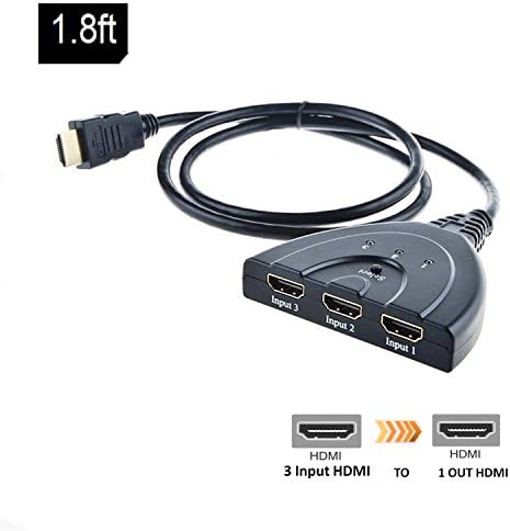 Handaes 3-Port HDMI 1080p Switcher 3-In 1-Out Switch Splitter For Hdtv DVD Xbox 360