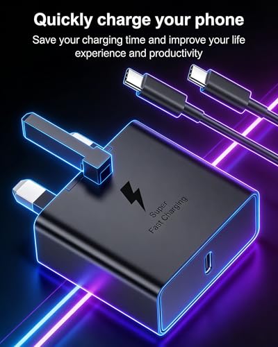 45W USB C Plug and Cable 2M USB C Charger, Type C Charger Cable Fast Charging USBC Plug for Samsung Galaxy S26/S25 Ultra/S25/S24/S23/S22/S21/S20FE/S10/A53/A54/A55/A13, Super Fast Charger for Samsung