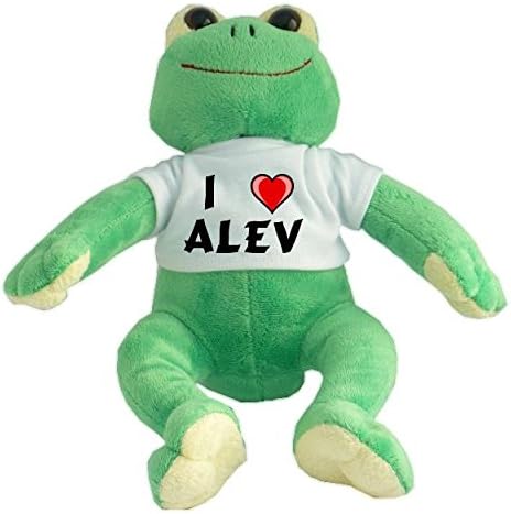 Plush Frog with I Love Alev T-shirt (first name/surname/nickname)