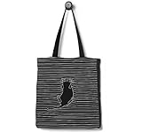 Andes Heavy Duty Gusseted Canvas Tote Bag, Handmade from 12-ounce 100% Natural Cotton, Perfect for Shopping, Laptop, School Books, The Sleeping Cat Black