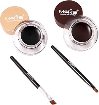 Mars Adbeni 2 in 1 Black and Brown 24 Hrs Water Proof and Smudge Proof Gel Eyeliner; 8 g (Jet Black and Brown)