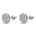 SHINY.U 925 Sterling Silver Iced out CZ Premium Diamond Cluster Zirconia Round Screw Back Circle Stud Earrings for Men Hip Hop Jewelry