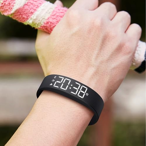 Alarm Clock Watch, Wake-Up Alarm, Silent Vibration Wake Up Wristband, Wearable Silent Alarm Clock with Adjustable Strap for Men and Women, 1Pcs Black