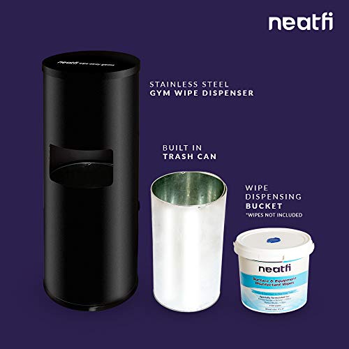 NeatFi Floor Standing Stainless Steel Gym Wipe Dispenser with High