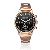 Start Men's Chic Stainless Steel Band Wrist Watch Adjustable pin buckle Watches Bracelet (Black)
