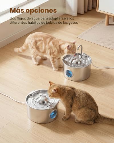 Stainless Steel Cat Fountain: Automatic Cat Drinker – 2.6L Stainless Steel Cat Fountain – Cat Water Dispenser – Pet Water Dispenser – Four Layer Filtration – Hemispherical