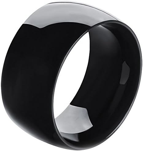 BOHG Jewelry Mens Womens Wide 11mm Stainless Steel Biker Rings Highly Polished Couples Wedding Band Black Size 10