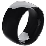 Men,Women's Wide 11mm Stainless Steel Ring Band Biker Fashion Black Classic Wedding Highly Polished
