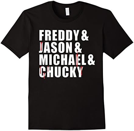 Mens Freddy &amp; Jason &amp; Michael &amp; Chucky Horror Shirt XL Black