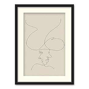 SIGNFORD Black Framed Canvas Wall Art Line Drawing...