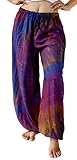 Treasures of Thailand Real Tie Dye Pants Unisex Harem Hippy Beach Casual Wear Purple