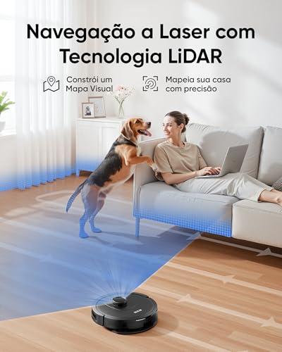Aspirador Robô EZS E10, Sucção Ultra Forte de 5.500 Pa, Navegação a Laser iPath, para Limpeza Profunda de Pisos, Ideal para Cabelos e Pisos Duros