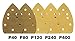 FUGEN Gold 100PCS Mouse Sander Pads Assortment 40 80 120 180 240 Grit for Ryobi Corner Cat, TECCPO, Tacklife, TOPVORK, Genesis, Harbor Freight, Hi Specs Mouse Detail Sander Mouse Sandpaper