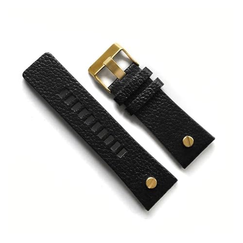 SDFFGHJ Watchband Compatible With DIESEL DZ7313 DZ7333 DZ7311 DZ7371 Watch Strap Cow Leather With Gold Rivet 22 24 26 27 28 30mm Genuine Leather