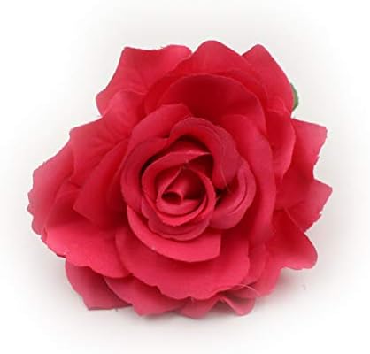 Artificial Flower Big Silk Blooming Roses Head Wedding Decoration DIY Party Festival Home Decor Wreath Gift Scrapbooking Craft Flower 8pcs/lot 10cm (Rose red)