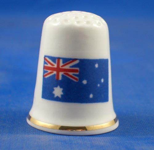 Porcelain China Collectable Thimble -- Flag of Australiawith Free Gift Box