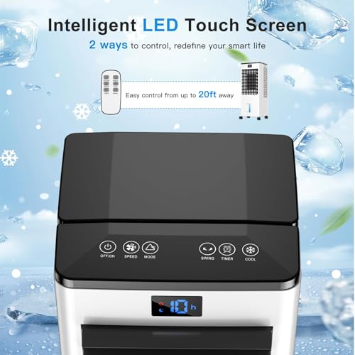 Portable Air Conditioners,3-in-1 Evaporative Cooling Fans that Blow Cold Air, 4 Modes 3 Speeds, 12H Timer & Remote, 120°Oscillation, Windowless Portable AC Swamp Cooler w/ 8L Tank for Home Bedroom