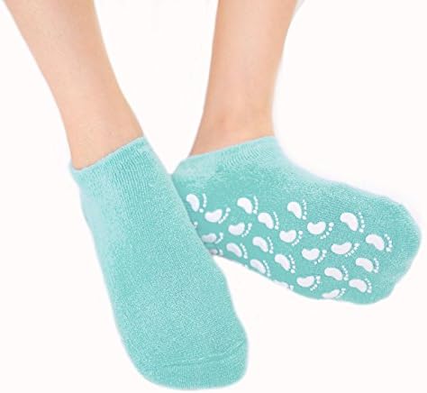 Hocee Moisturizing Gel Sock Spa Moisture Skin Care Soft Cotton with Gel Repair Heal Eczema Cracked Dry Foot,Gel Lining Infused with Essential Oils and Vitamins, A Pair (Sock, Blue)