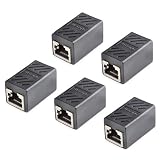 ATPWONZ RJ45 Coupler 5 Pack Ethernet Cable Extender Adapter in-line Coupler for Cat7 Cat6 Cat5e Female to Female (Black)