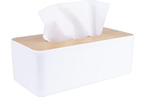 DSNMYO Tissue Box Cover,Tissue Holders,Bamboo Cover Plate,for Bathroom, Bedroom, Dinner Table, Office (White)
