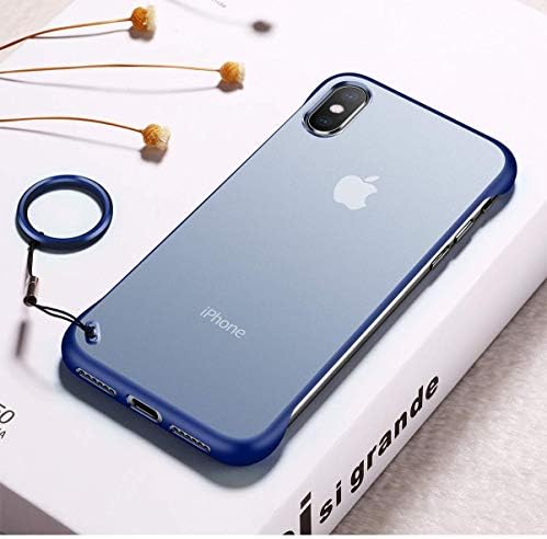 KeKeYM For OnePlus 6 Frameless Case, Ultra-Thin Gel Shock Bumper Corners Micro-Matte Hard PC Translucent Scrub Back Cover Ring Holder Finger Grip Case (Blue)