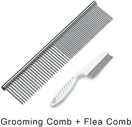 MESIMME Pet Stainless Steel Grooming Dog Comb and Dog Cat Flea Comb